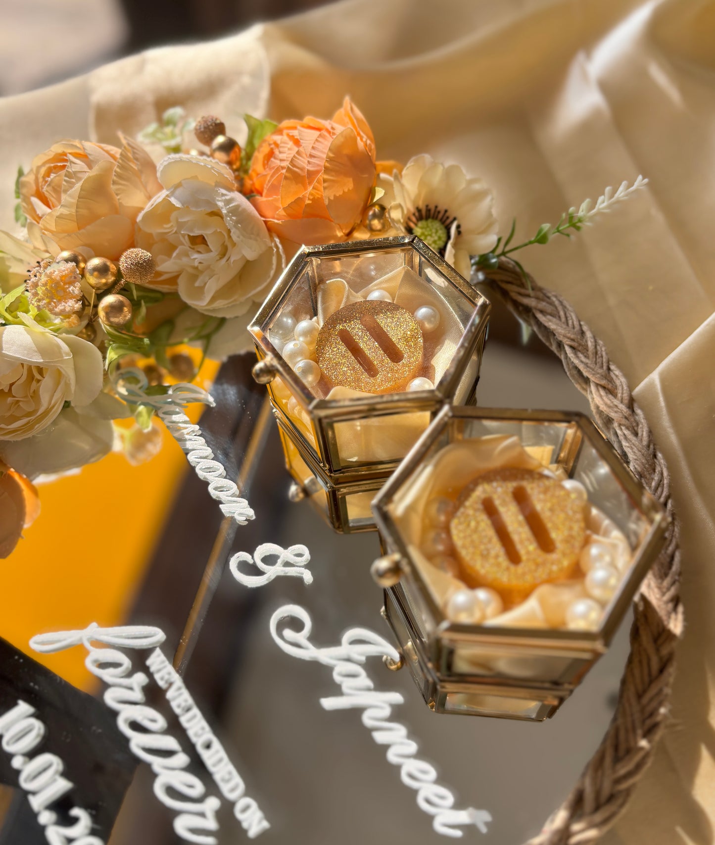 Mirror Engagement Platter - Peach & Gold