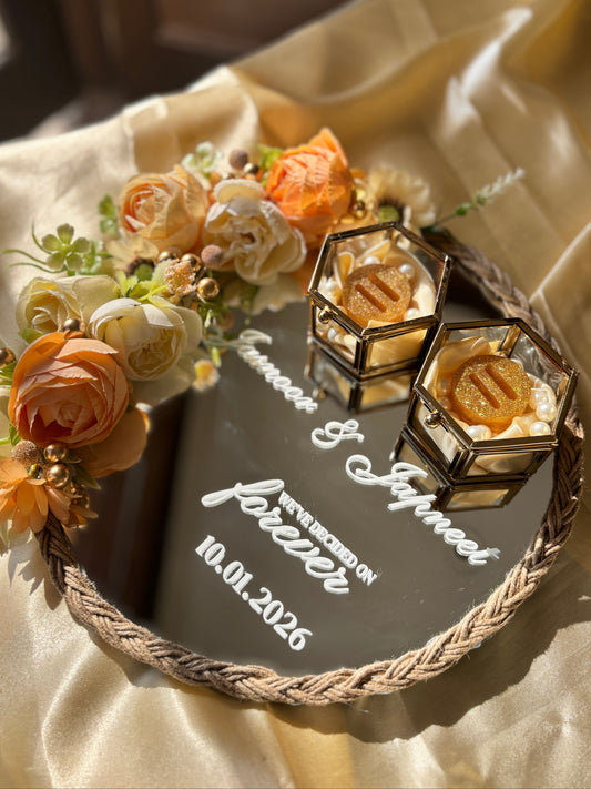Mirror Engagement Platter - Peach & Gold