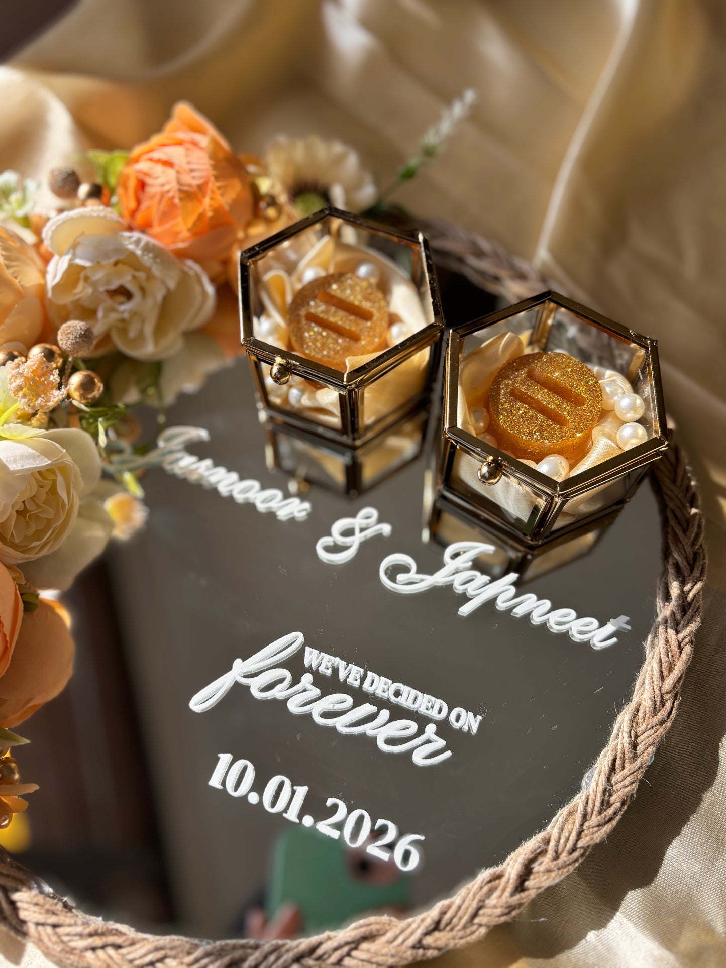 Mirror Engagement Platter - Peach & Gold