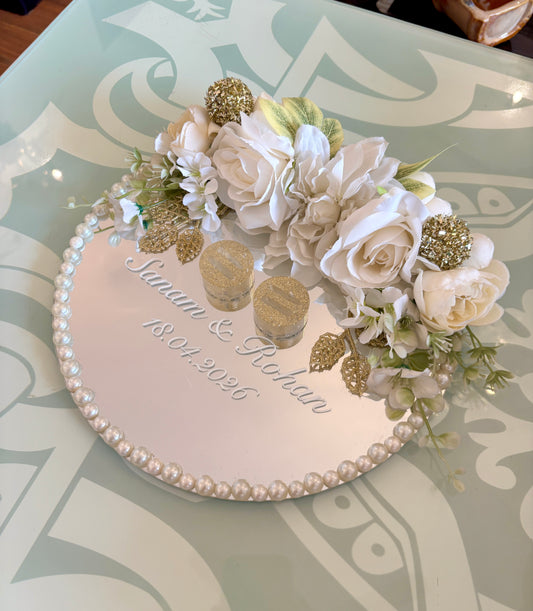 Mirror Engagement Platter - Ivory & Gold