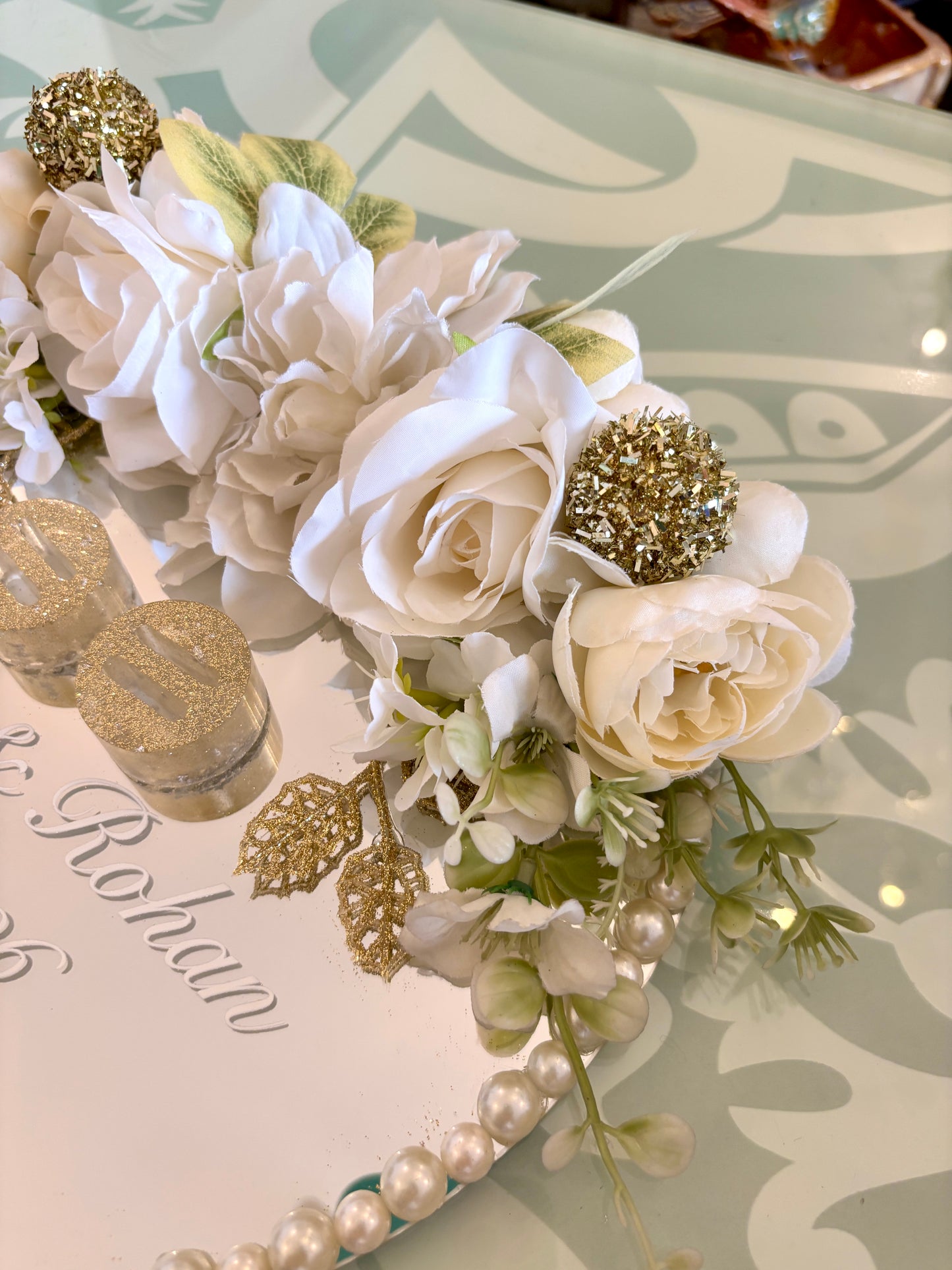 Mirror Engagement Platter - Ivory & Gold