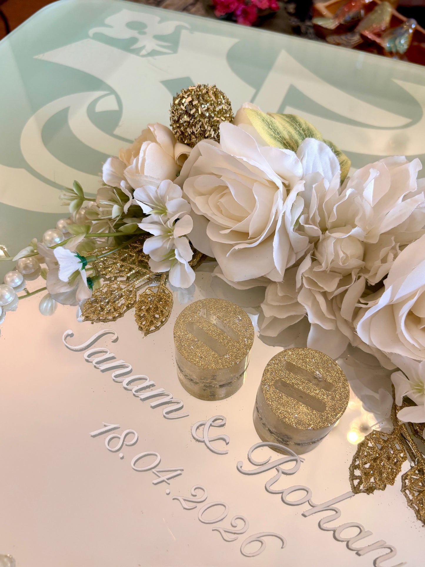 Mirror Engagement Platter - Ivory & Gold