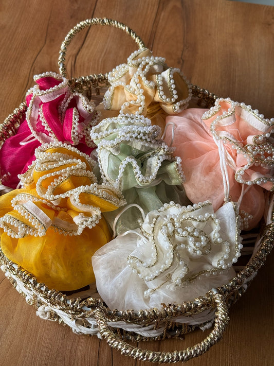 Luxury Pearl Organza Potli