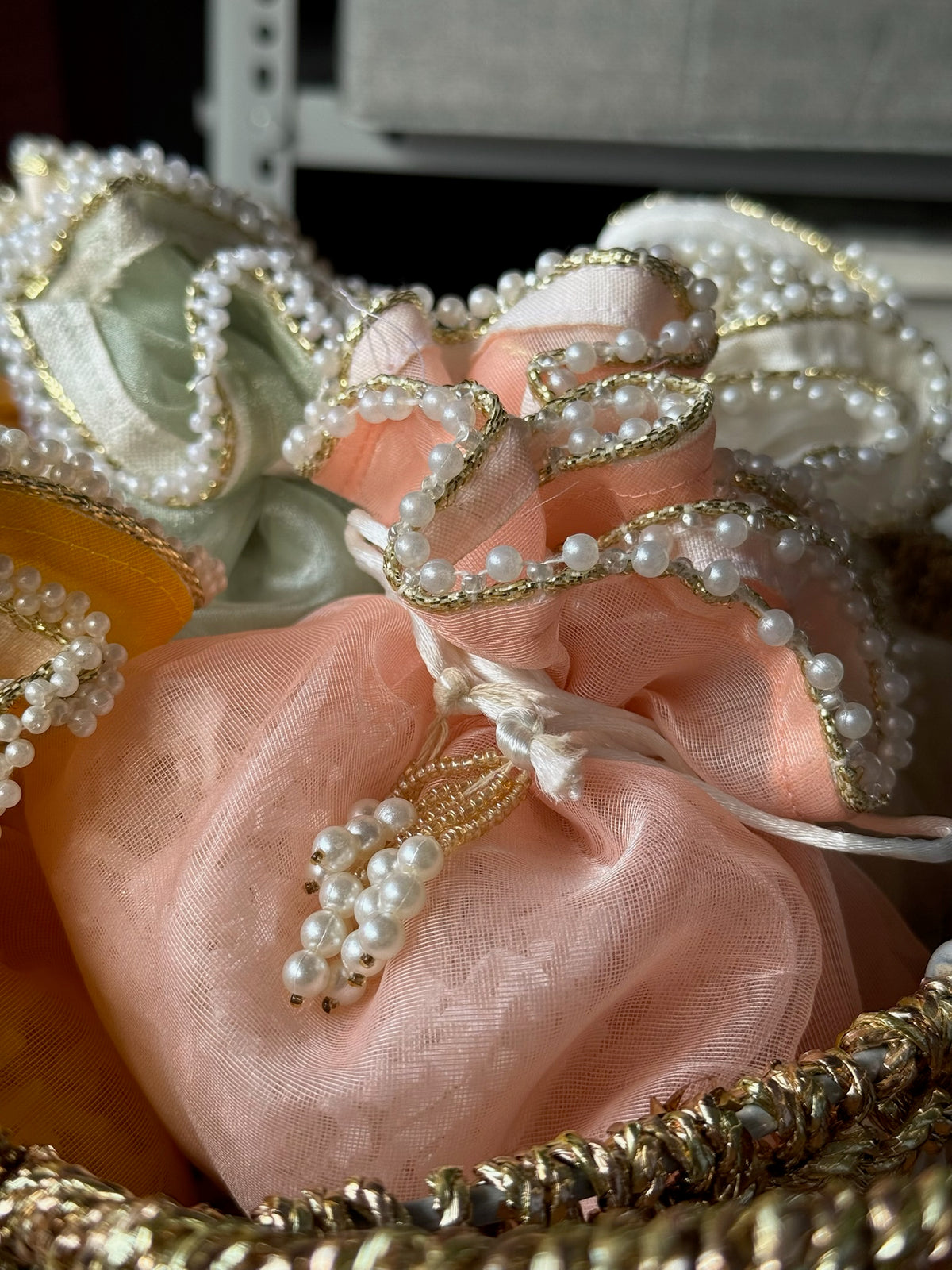 Luxury Pearl Organza Potli