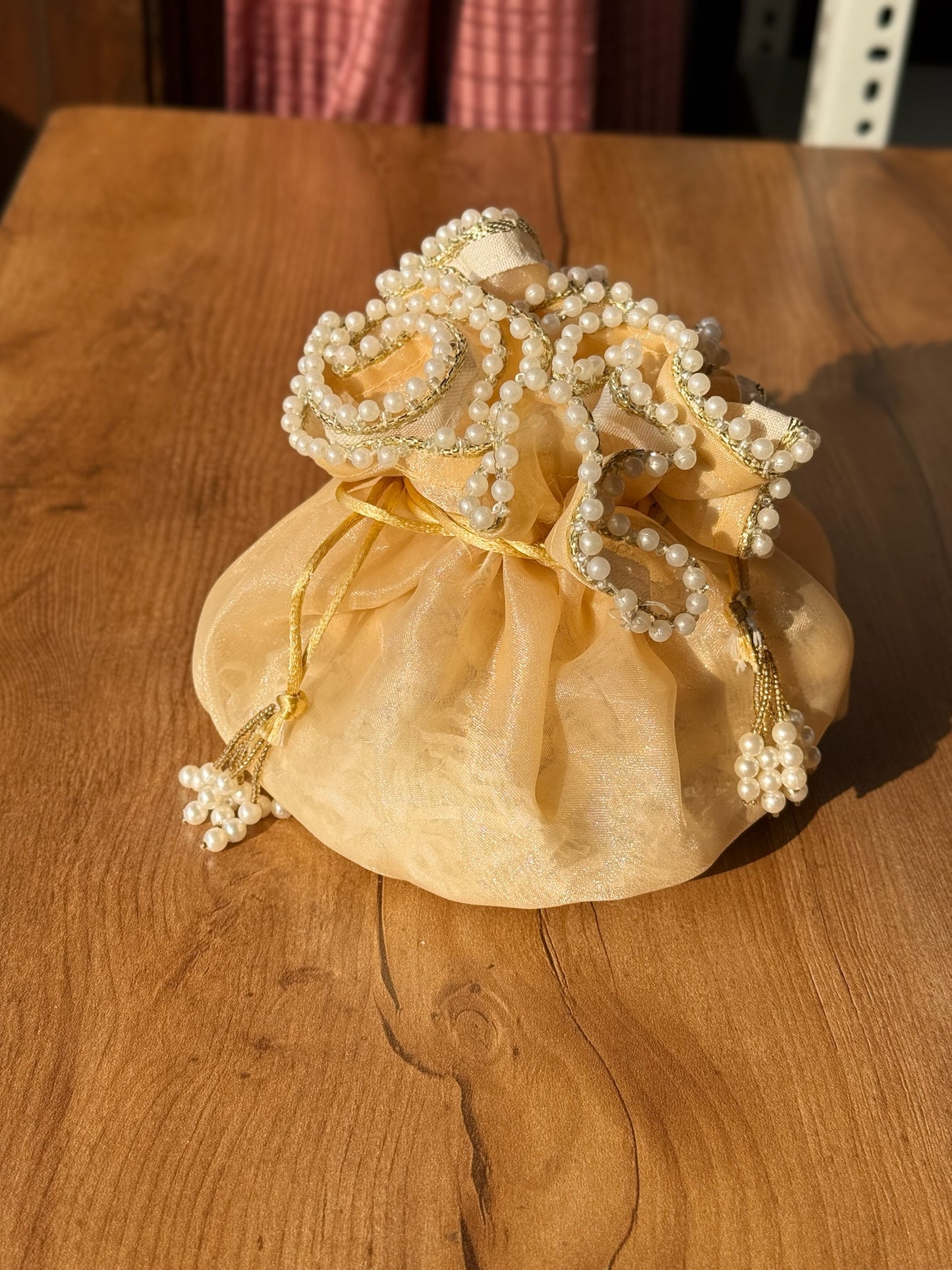 Luxury Pearl Organza Potli