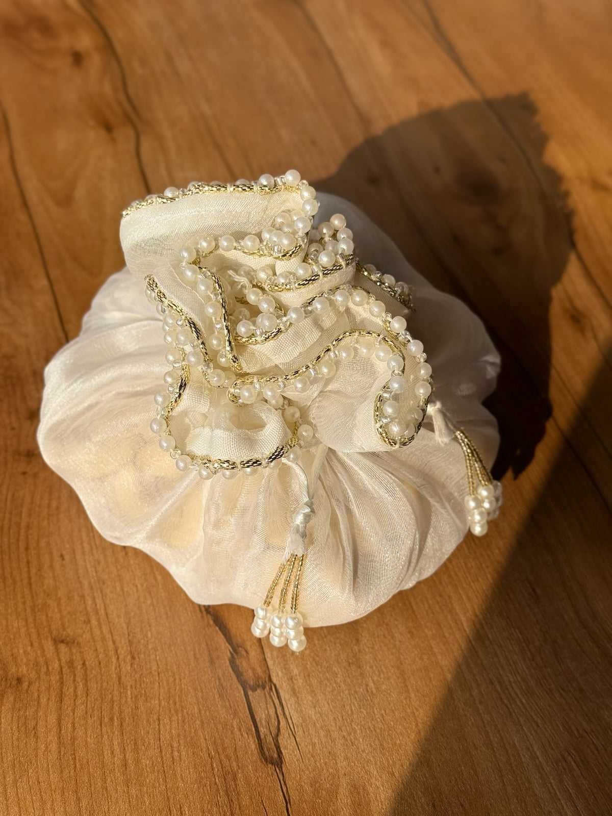 Luxury Pearl Organza Potli