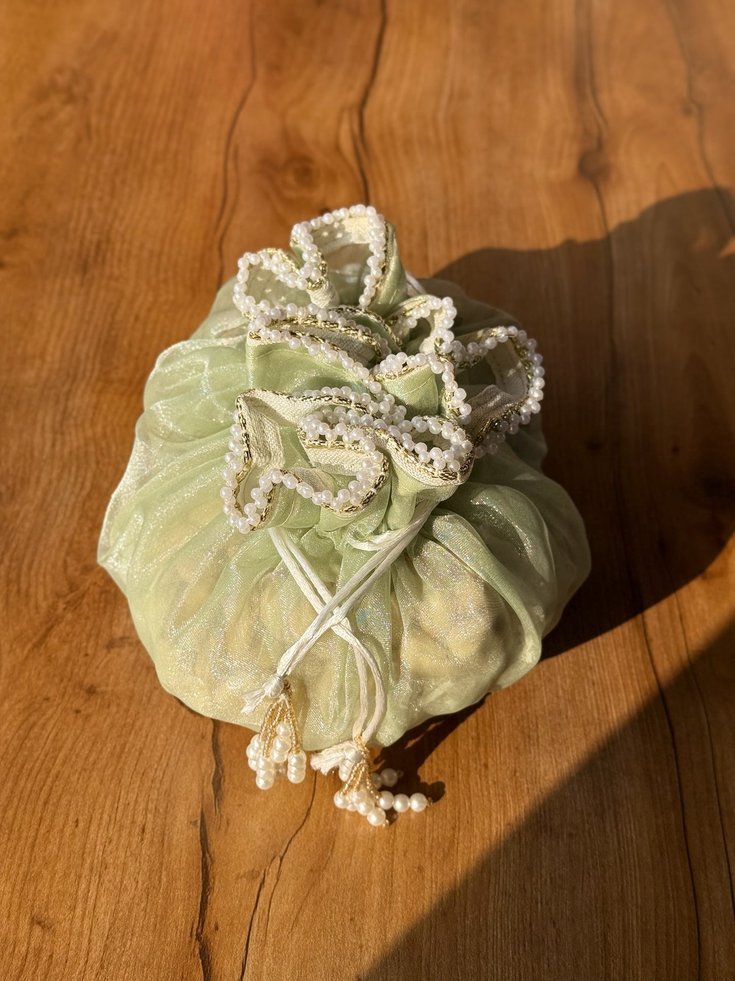 Luxury Pearl Organza Potli